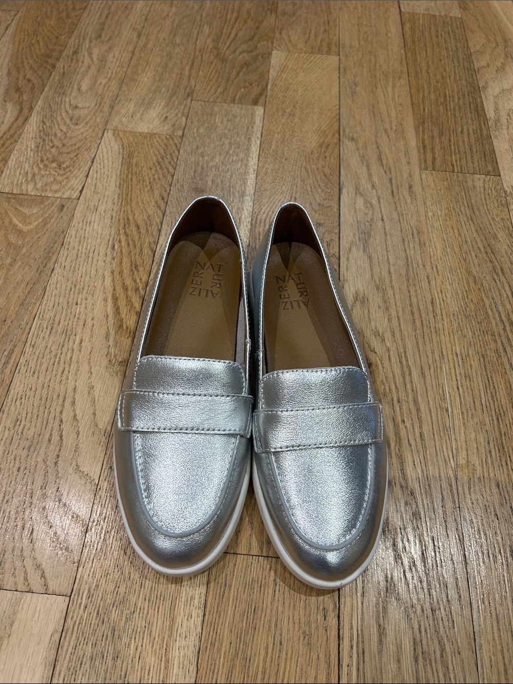 Naturalizer Silver Metallic Penny Loafers